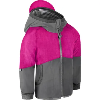 Chlapecká bunda UNUO Dětská softshellová bunda s bambusovým úpletem STREET, Šedá, Fuchsiová 146 - 152