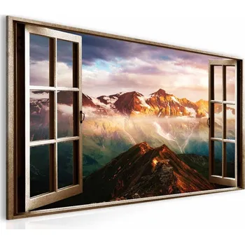Malvis ® Obraz okno rakouské Alpy Velikost (šířka x výška): 60x40 cm