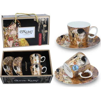 Carmani® Carmani - Porcelánové šálky s podšálkem G. Klimt na espresso v dárkové krabičce- 2*100 ml