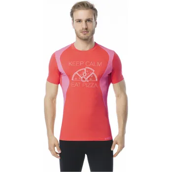 Pánské termoprádlo Pánské funkční tričko s krátkým rukávem IRON-IC - Keep Calm & Eat Pizza - červená Barva: Červená, Velikost: S/M