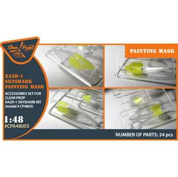 Plastikový model Clear Prop models 1/48 XA2D-1 Skyshark painting mask made from "yellow kabuki paper"