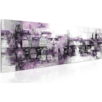 Obraz Malvis ® Obraz snové pražské panoráma - fialové Velikost (šířka x výška): 50x20 cm