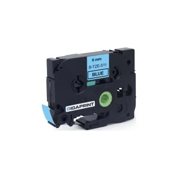 Pásek do tiskárny Gigaprint za páska BROTHER TZe-511 6mm černý tisk/modrý podklad, laminovaná - kompatibilní