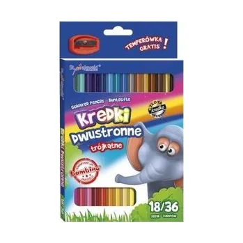 Set školních potřeb Kredki trójkątne dwustronne 18/36 kolorów BAMBINO