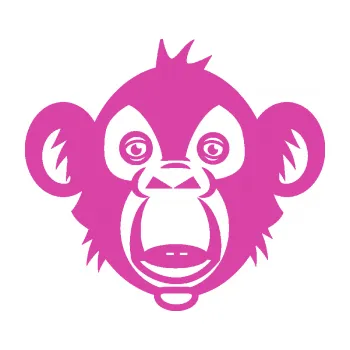 Samolepící dekorace Opice 003 hlava šimpanze (16 - růžová) SAMOLEPKA NA AUTO, NÁLEPKA, FÓLIE, POLEP, TUNING, VLASTNÍ TEXT, TISK, AUTOSAMOLEPKY.cz, POLEPY, OBRÁZEK, LOGO, 3D STICKERS