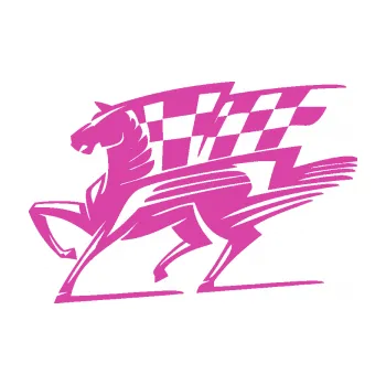 Samolepící dekorace Kůň racing 001 levá se šachovnicí (16 - růžová) SAMOLEPKA NA AUTO, NÁLEPKA, FÓLIE, POLEP, TUNING, VLASTNÍ TEXT, TISK, AUTOSAMOLEPKY.cz, POLEPY, OBRÁZEK, LOGO, 3D STICKERS