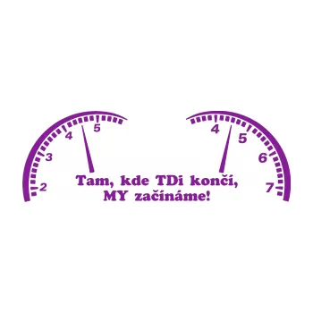 Polep vozidla SAMOLEPKA Kde TDi končí jedna barva (14 - fialová) NA AUTO, NÁLEPKA, FÓLIE, POLEP, TUNING, VLASTNÍ TEXT, TISK, AUTOSAMOLEPKY.cz, POLEPY, OBRÁZEK, LOGO, SAMOLEPKY