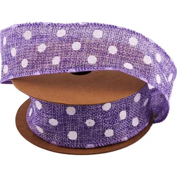 Stuha Stuha jutová - puntík 4 cm x 6,4 m - lila