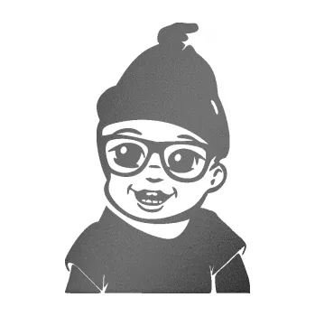 Samolepicí dekorace na vozidlo Dítě v autě 080 levá chlapeček (41 - grafitová metalíza) SAMOLEPKA NA AUTO, NÁLEPKA, FÓLIE, POLEP, TUNING, VLASTNÍ TEXT, TISK, AUTOSAMOLEPKY.cz, POLEPY, OBRÁZEK, LOGO, 3D STICKERS