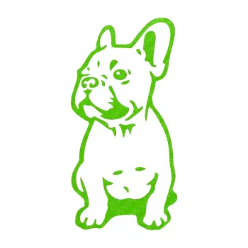 samolepka Pes 070 levá Francouzský buldoček (58 - 3D karbon zelený kawasaki) SAMOLEPKA NA AUTO, NÁLEPKA, FÓLIE, POLEP, TUNING, VLASTNÍ TEXT, TISK, AUTOSAMOLEPKY.cz, POLEPY, OBRÁZEK, LOGO, 3D STICKERS