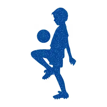samolepka Děti silueta 005 levá kluk fotbalista s míčem (88 - Ultra Metalic modrá) SAMOLEPKA NA AUTO, NÁLEPKA, FÓLIE, POLEP, TUNING, VLASTNÍ TEXT, TISK, AUTOSAMOLEPKY.cz, POLEPY, OBRÁZEK, LOGO, 3D STICKERS