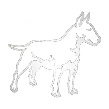 Polep vozidla SAMOLEPKA Pes 153 pravá Bulteriér (82 - odrazková reflexní bílá) NA AUTO, NÁLEPKA, FÓLIE, POLEP, TUNING, VLASTNÍ TEXT, TISK, AUTOSAMOLEPKY.cz, POLEPY, OBRÁZEK, LOGO, SAMOLEPKY