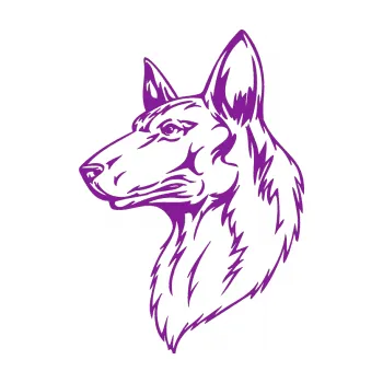 Polep vozidla SAMOLEPKA Pes 019 levá (14 - fialová) NA AUTO, NÁLEPKA, FÓLIE, POLEP, TUNING, VLASTNÍ TEXT, TISK, AUTOSAMOLEPKY.cz, POLEPY, OBRÁZEK, LOGO, SAMOLEPKY