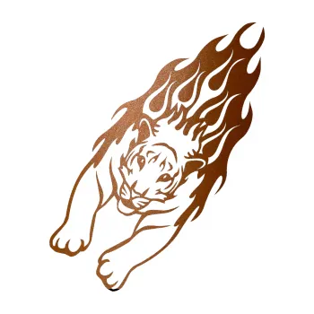 Samolepicí dekorace na vozidlo Animal flames 024 levá tygr (44 - měděná metalíza) SAMOLEPKA NA AUTO, NÁLEPKA, FÓLIE, POLEP, TUNING, VLASTNÍ TEXT, TISK, AUTOSAMOLEPKY.cz, POLEPY, OBRÁZEK, LOGO, 3D STICKERS