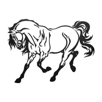 Samolepící dekorace SAMOLEPKA Kůň 048 levá (63 - škrábaný kov černý) NA AUTO, NÁLEPKA, FÓLIE, POLEP, TUNING, VLASTNÍ TEXT, TISK, AUTOSAMOLEPKY.cz, POLEPY, OBRÁZEK, LOGO, SAMOLEPKY