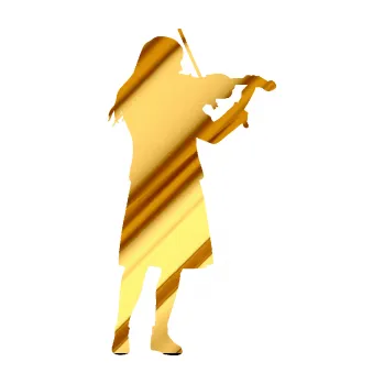 Samolepicí dekorace na vozidlo Music 023 pravá houslistka (81 - chrom fólie zlatá zrcadlová) SAMOLEPKA NA AUTO, NÁLEPKA, FÓLIE, POLEP, TUNING, VLASTNÍ TEXT, TISK, AUTOSAMOLEPKY.cz, POLEPY, OBRÁZEK, LOGO, 3D STICKERS