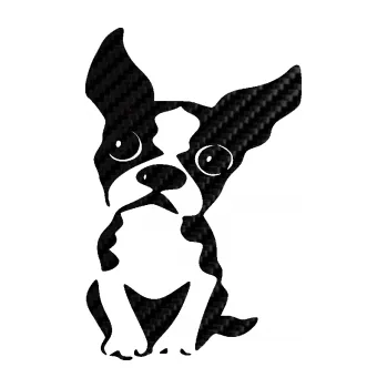 samolepka Pes 135 levá bostonský teriér (50 - 3D karbon černý) SAMOLEPKA NA AUTO, NÁLEPKA, FÓLIE, POLEP, TUNING, VLASTNÍ TEXT, TISK, AUTOSAMOLEPKY.cz, POLEPY, OBRÁZEK, LOGO, 3D STICKERS