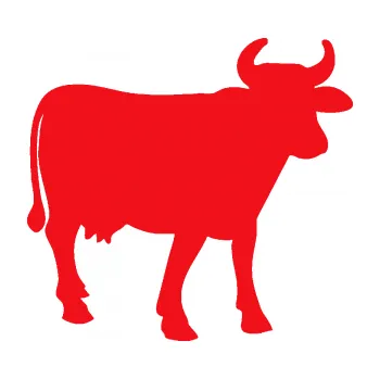 Samolepící dekorace SAMOLEPKA Kráva 002 pravá (10 - červená) NA AUTO, NÁLEPKA, FÓLIE, POLEP, TUNING, VLASTNÍ TEXT, TISK, AUTOSAMOLEPKY.cz, POLEPY, OBRÁZEK, LOGO, SAMOLEPKY