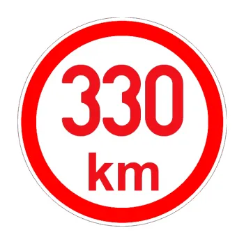 samolepka Maximální rychlost 330km - nejvyšší konstrukční rychlost (10 - červená) SAMOLEPKA NA AUTO, NÁLEPKA, FÓLIE, POLEP, TUNING, VLASTNÍ TEXT, TISK, AUTOSAMOLEPKY.cz, POLEPY, OBRÁZEK, LOGO, 3D STICKERS
