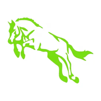 Samolepící dekorace Kůň 025 levá skok (04 - zelená kawasaki) SAMOLEPKA NA AUTO, NÁLEPKA, FÓLIE, POLEP, TUNING, VLASTNÍ TEXT, TISK, AUTOSAMOLEPKY.cz, POLEPY, OBRÁZEK, LOGO, 3D STICKERS