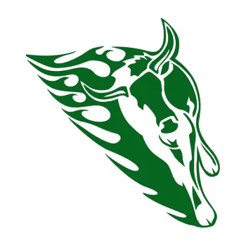 Samolepicí dekorace na vozidlo Animal flames 012 pravá býk (20 - tmavě zelená) SAMOLEPKA NA AUTO, NÁLEPKA, FÓLIE, POLEP, TUNING, VLASTNÍ TEXT, TISK, AUTOSAMOLEPKY.cz, POLEPY, OBRÁZEK, LOGO, 3D STICKERS