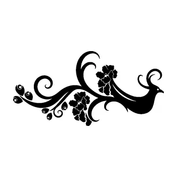 Samolepící dekorace SAMOLEPKA Květina dekor 014 pravá páv (01 - černá) NA AUTO, NÁLEPKA, FÓLIE, POLEP, TUNING, VLASTNÍ TEXT, TISK, AUTOSAMOLEPKY.cz, POLEPY, OBRÁZEK, LOGO, SAMOLEPKY