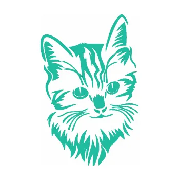 Samolepící dekorace SAMOLEPKA Kočka 018 pravá (25 - tyrkysová) NA AUTO, NÁLEPKA, FÓLIE, POLEP, TUNING, VLASTNÍ TEXT, TISK, AUTOSAMOLEPKY.cz, POLEPY, OBRÁZEK, LOGO, SAMOLEPKY