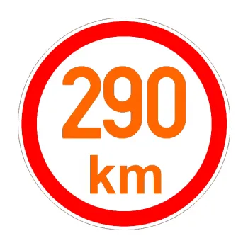 samolepka Maximální rychlost 290km - nejvyšší konstrukční rychlost (73 - Fluorescentní oranžová) SAMOLEPKA NA AUTO, NÁLEPKA, FÓLIE, POLEP, TUNING, VLASTNÍ TEXT, TISK, AUTOSAMOLEPKY.cz, POLEPY, OBRÁZEK, LOGO, 3D STICKERS
