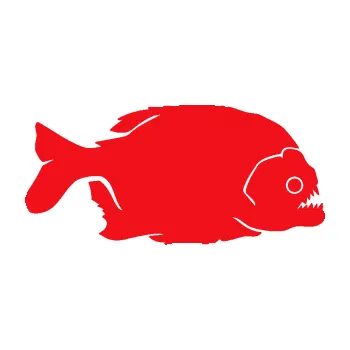 Polep vozidla SAMOLEPKA Piraňa 001 pravá dravá ryba (10 - červená) NA AUTO, NÁLEPKA, FÓLIE, POLEP, TUNING, VLASTNÍ TEXT, TISK, AUTOSAMOLEPKY.cz, POLEPY, OBRÁZEK, LOGO, SAMOLEPKY