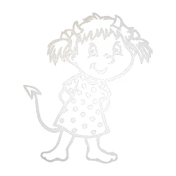 Autodoplněk Samolepka na auto Dítě v autě 014 pravá holčička ďáblice (82 - odrazková reflexní bílá) NÁLEPKA, FÓLIE, POLEPY, TUNING, VLASTNÍ TEXT, TISK, AUTOSAMOLEPKY.cz, SAMOLEPKY, OBRÁZEK, LOGO, VÝROBA, PRODEJ