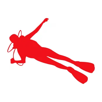 Polep vozidla SAMOLEPKA Potápěč 004 levá (10 - červená) NA AUTO, NÁLEPKA, FÓLIE, POLEP, TUNING, VLASTNÍ TEXT, TISK, AUTOSAMOLEPKY.cz, POLEPY, OBRÁZEK, LOGO, SAMOLEPKY