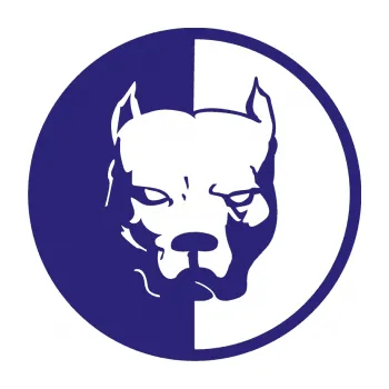 Polep vozidla SAMOLEPKA Pitbull 001 kruh levá (22 - střední modrá) NA AUTO, NÁLEPKA, FÓLIE, POLEP, TUNING, VLASTNÍ TEXT, TISK, AUTOSAMOLEPKY.cz, POLEPY, OBRÁZEK, LOGO, SAMOLEPKY