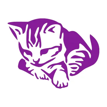 Samolepící dekorace Koťátko 003 levá (14 - fialová) SAMOLEPKA NA AUTO, NÁLEPKA, FÓLIE, POLEP, TUNING, VLASTNÍ TEXT, TISK, AUTOSAMOLEPKY.cz, POLEPY, OBRÁZEK, LOGO, 3D STICKERS