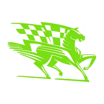 Samolepící dekorace Kůň racing 001 pravá se šachovnicí (04 - zelená kawasaki) SAMOLEPKA NA AUTO, NÁLEPKA, FÓLIE, POLEP, TUNING, VLASTNÍ TEXT, TISK, AUTOSAMOLEPKY.cz, POLEPY, OBRÁZEK, LOGO, 3D STICKERS