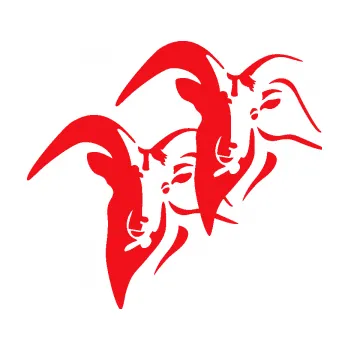 Samolepící dekorace SAMOLEPKA Horská koza 001 pár (10 - červená) NA AUTO, NÁLEPKA, FÓLIE, POLEP, TUNING, VLASTNÍ TEXT, TISK, AUTOSAMOLEPKY.cz, POLEPY, OBRÁZEK, LOGO, SAMOLEPKY