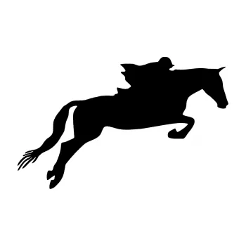 Samolepící dekorace SAMOLEPKA Kůň 015 pravá skok s jezdcem (01 - černá) NA AUTO, NÁLEPKA, FÓLIE, POLEP, TUNING, VLASTNÍ TEXT, TISK, AUTOSAMOLEPKY.cz, POLEPY, OBRÁZEK, LOGO, SAMOLEPKY