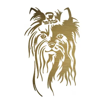 Polep vozidla SAMOLEPKA Pes 146 levá Jorkšírský teriér (64 - škrábaný kov zlatý) NA AUTO, NÁLEPKA, FÓLIE, POLEP, TUNING, VLASTNÍ TEXT, TISK, AUTOSAMOLEPKY.cz, POLEPY, OBRÁZEK, LOGO, SAMOLEPKY
