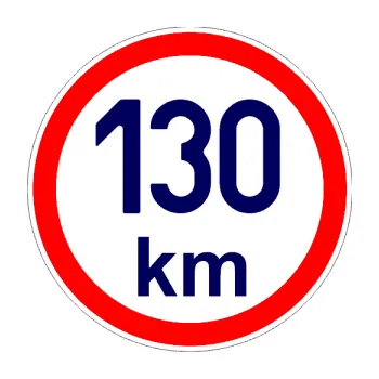 samolepka Maximální rychlost 130km - nejvyšší konstrukční rychlost (23 - tmavě modrá) SAMOLEPKA NA AUTO, NÁLEPKA, FÓLIE, POLEP, TUNING, VLASTNÍ TEXT, TISK, AUTOSAMOLEPKY.cz, POLEPY, OBRÁZEK, LOGO, 3D STICKERS