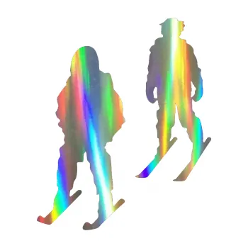 Samolepicí dekorace na vozidlo Lyžař 014 levá (93 - Holografická) SAMOLEPKA NA AUTO, NÁLEPKA, FÓLIE, POLEP, TUNING, VLASTNÍ TEXT, TISK, AUTOSAMOLEPKY.cz, POLEPY, OBRÁZEK, LOGO, 3D STICKERS