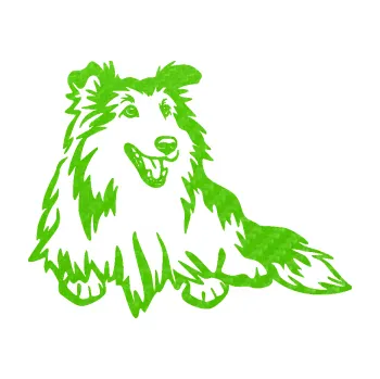 Polep vozidla SAMOLEPKA Pes 162 pravá sheltie (58 - 3D karbon zelený kawasaki) NA AUTO, NÁLEPKA, FÓLIE, POLEP, TUNING, VLASTNÍ TEXT, TISK, AUTOSAMOLEPKY.cz, POLEPY, OBRÁZEK, LOGO, SAMOLEPKY