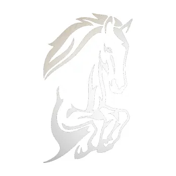 Samolepící dekorace SAMOLEPKA Kůň 031 pravá skok (82 - odrazková reflexní bílá) NA AUTO, NÁLEPKA, FÓLIE, POLEP, TUNING, VLASTNÍ TEXT, TISK, AUTOSAMOLEPKY.cz, POLEPY, OBRÁZEK, LOGO, SAMOLEPKY