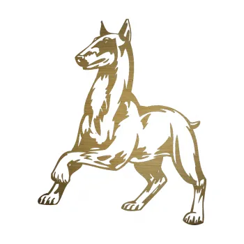 Polep vozidla SAMOLEPKA Pes 027 levá (64 - škrábaný kov zlatý) NA AUTO, NÁLEPKA, FÓLIE, POLEP, TUNING, VLASTNÍ TEXT, TISK, AUTOSAMOLEPKY.cz, POLEPY, OBRÁZEK, LOGO, SAMOLEPKY