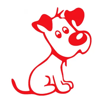 Polep vozidla SAMOLEPKA Pes 155 pravá (10 - červená) NA AUTO, NÁLEPKA, FÓLIE, POLEP, TUNING, VLASTNÍ TEXT, TISK, AUTOSAMOLEPKY.cz, POLEPY, OBRÁZEK, LOGO, SAMOLEPKY