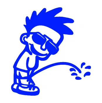 Samolepicí dekorace na vozidlo Rošťák čůrá pravá (19 - modrá dynamic) SAMOLEPKA NA AUTO, NÁLEPKA, FÓLIE, POLEP, TUNING, VLASTNÍ TEXT, TISK, AUTOSAMOLEPKY.cz, POLEPY, OBRÁZEK, LOGO, 3D STICKERS