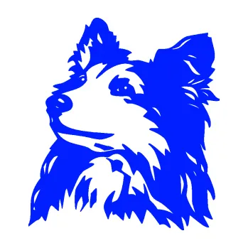 Polep vozidla Pes 141 levá šeltie (19 - modrá dynamic) SAMOLEPKA NA AUTO, NÁLEPKA, FÓLIE, POLEP, TUNING, VLASTNÍ TEXT, TISK, AUTOSAMOLEPKY.cz, POLEPY, OBRÁZEK, LOGO, 3D STICKERS