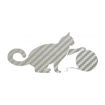 Samolepící dekorace Kočka 011 pravá (52 - 3D karbon stříbrný) SAMOLEPKA NA AUTO, NÁLEPKA, FÓLIE, POLEP, TUNING, VLASTNÍ TEXT, TISK, AUTOSAMOLEPKY.cz, POLEPY, OBRÁZEK, LOGO, 3D STICKERS