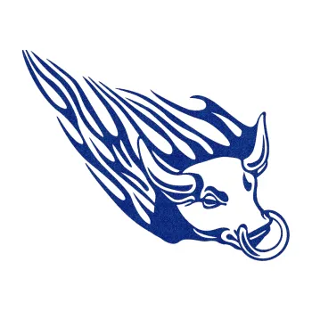 Samolepicí dekorace na vozidlo Animal flames 010 pravá býk s kruhem (89 - Ultra Metalic modrá tmavá) SAMOLEPKA NA AUTO, NÁLEPKA, FÓLIE, POLEP, TUNING, VLASTNÍ TEXT, TISK, AUTOSAMOLEPKY.cz, POLEPY, OBRÁZEK, LOGO, 3D STICKERS