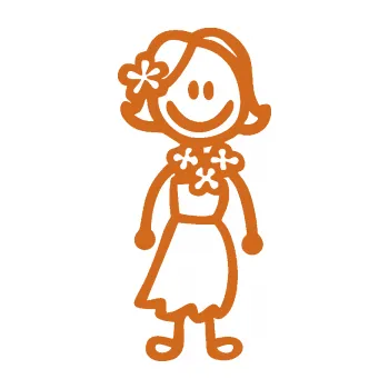 samolepka Cartoon family slečna Hawai (26 - oříšková) SAMOLEPKA NA AUTO, NÁLEPKA, FÓLIE, POLEP, TUNING, VLASTNÍ TEXT, TISK, AUTOSAMOLEPKY.cz, POLEPY, OBRÁZEK, LOGO, 3D STICKERS