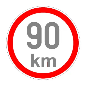 samolepka Maximální rychlost 90km - nejvyšší konstrukční rychlost (17 - šedá) SAMOLEPKA NA AUTO, NÁLEPKA, FÓLIE, POLEP, TUNING, VLASTNÍ TEXT, TISK, AUTOSAMOLEPKY.cz, POLEPY, OBRÁZEK, LOGO, 3D STICKERS