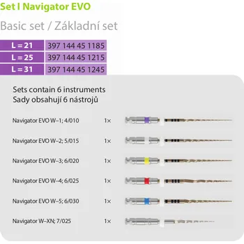 Medin Navigator evo set I základní set Ni-ti 6ks délka: L21